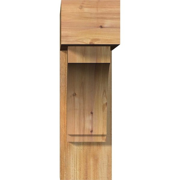 Imperial Block Rough Sawn Bracket W/ Offset Brace, Western Red Cedar, 8W X 26D X 26H